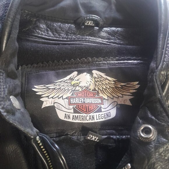 Mens Harley Davidson 3 in 1 reflective Willie G Skull Leather Jacket - Picture 2 of 14